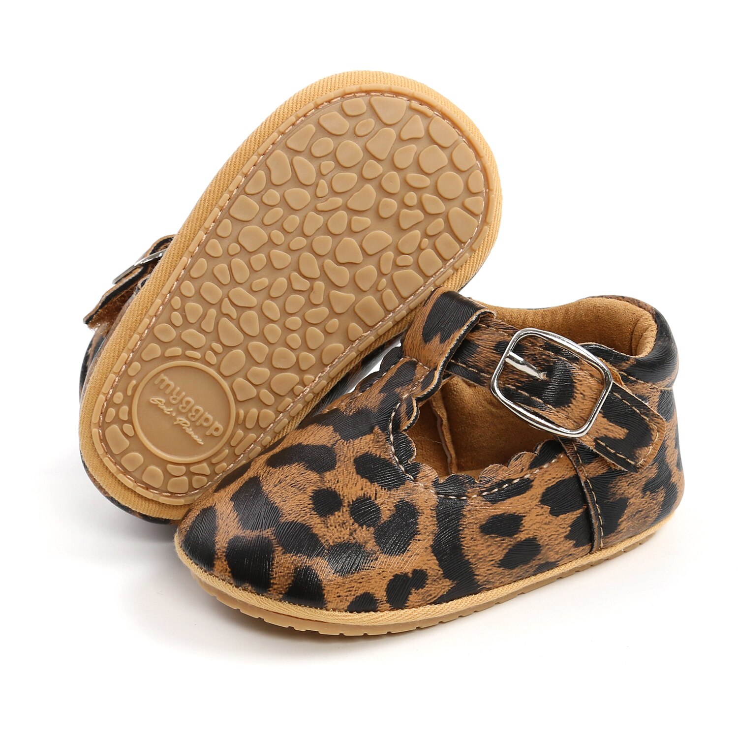 Zapatos de bebé de suela dura de cuero, mocasines para bebé recién nacido, calzado infantil de leopardo, primeros pasos, antideslizantes