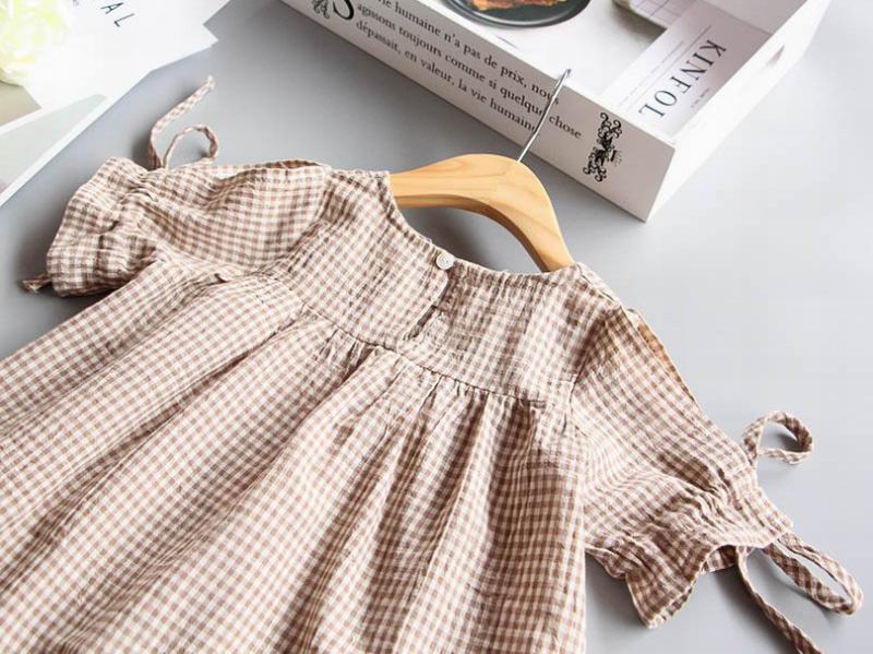 Camisas a cuadros para niñas, novedad de verano , holgadas, de ocio, con puño de blusa para bebé, camisa con cordones, ropa para niños de 1 a 5 años, LT020