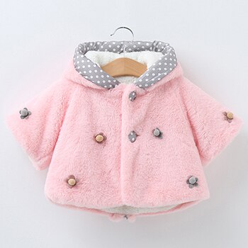 Herbst Winter Warme Neugeborenen Baby Mädchen Kleidung Niedlichen Kaninchen Ohren Plüsch Baby Mantel Schneeanzug freundlicher Jacke Art Mit Kapuze Oberbekleidung Mantel: Rosa / 3M