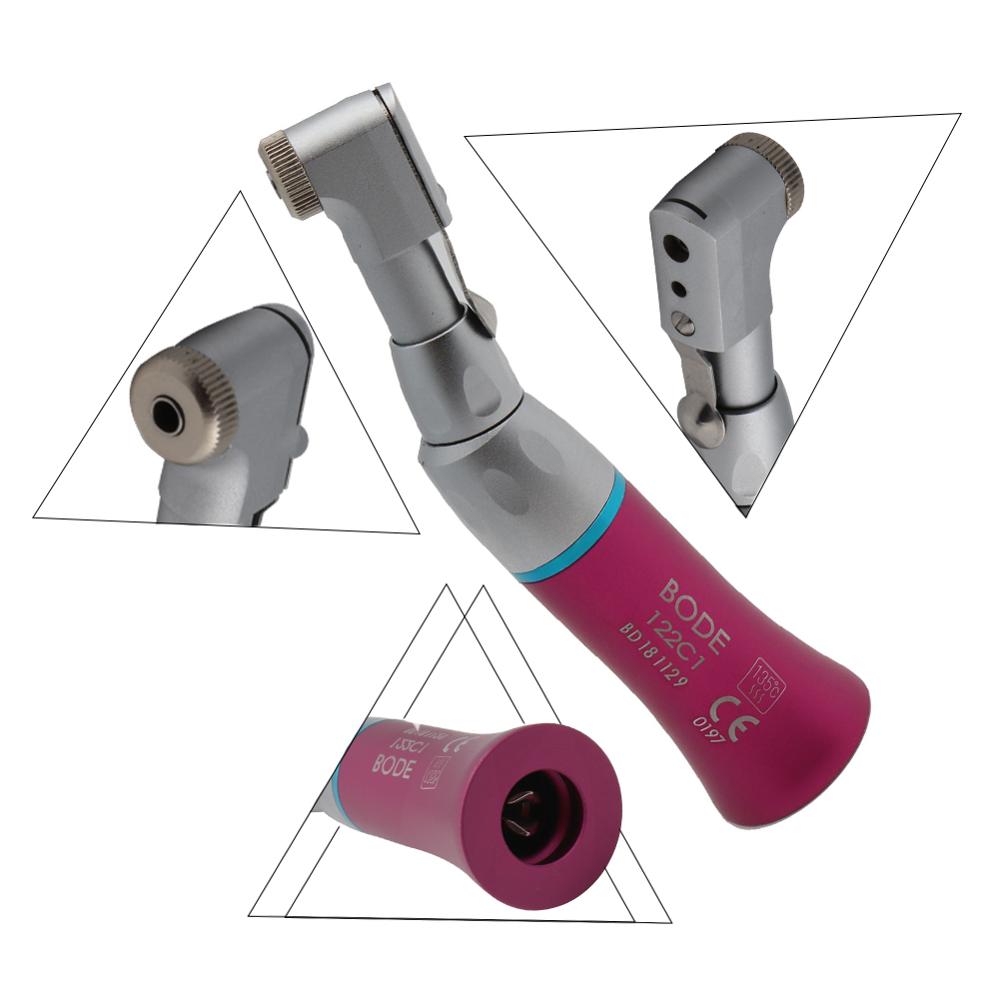 Dental Low Speed Handpiece Air Turbine Contra Angle Handpiece Push Botton Dental Handpiece BODE 122CP: Wrench Contra Pink