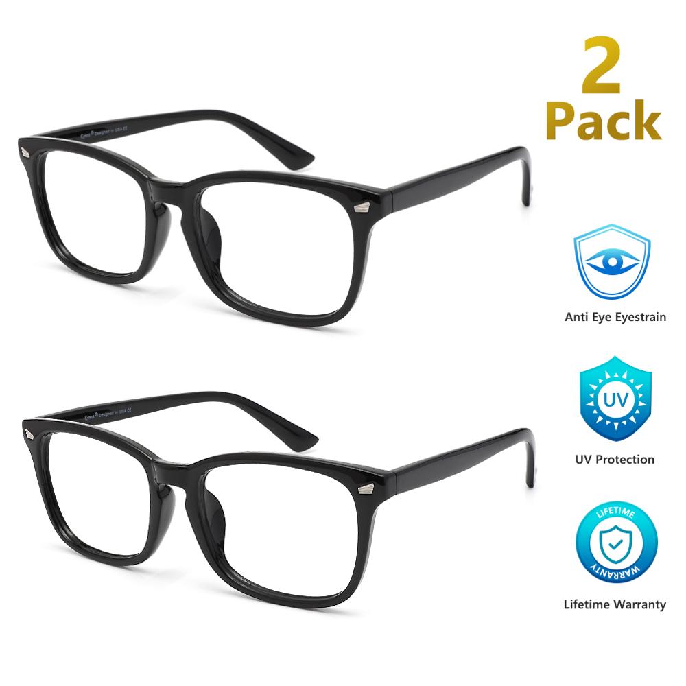 Cyxus blauwlichtblokkerende computerbrillen (2- pack) verminderen oogvermoeidheid, leesbrillen, gamingbrillen, unisex (dames/heren)
