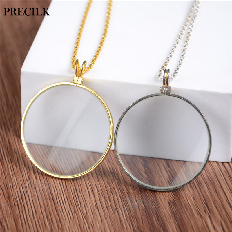 5X Magnification Portable Metal Hanging Chain Necklace Magnifiers Loupe Mirror Magnifying Glasses Reading Phone Screen Book