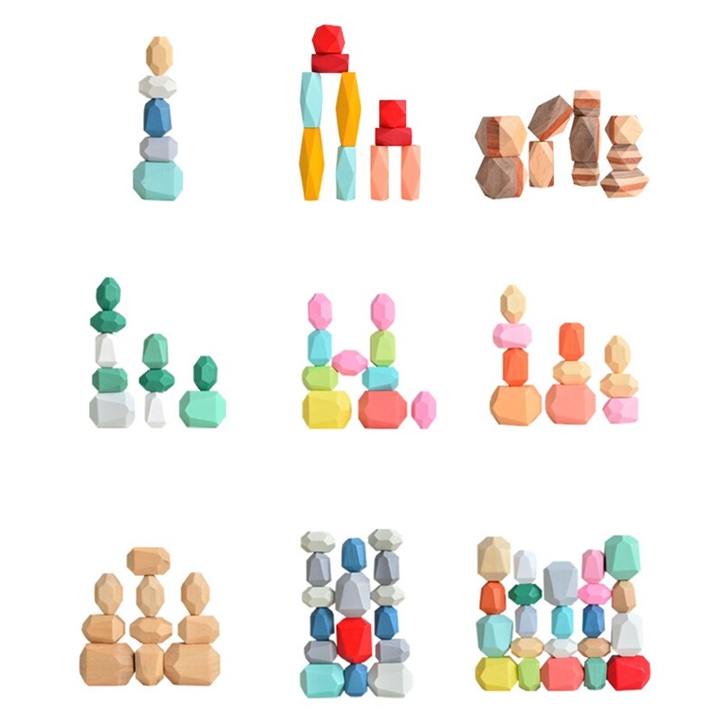 Kinderen Houten Regenboog Kleur Steen Bouwsteen Educatief Speelgoed Creatieve Nordic Stijl Stapelen Spel