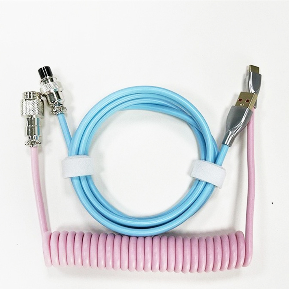 Cable en espiral para teclado mecánico, Cable de aviador tipo C a conector USB, Cable de aviación para teclado de juegos, accesorio