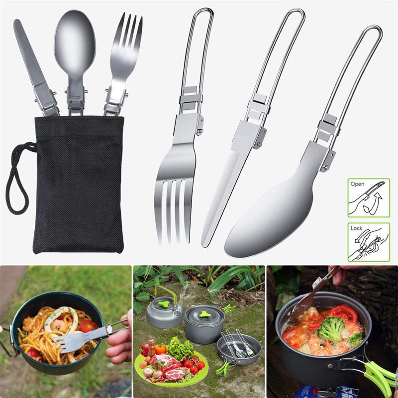 14/3 PCS Camping Cookware Outdoor Aluminum Portable Cookware Kettle 2-3 People Hiking Anti-scald Equipment Spoon Frying Pan