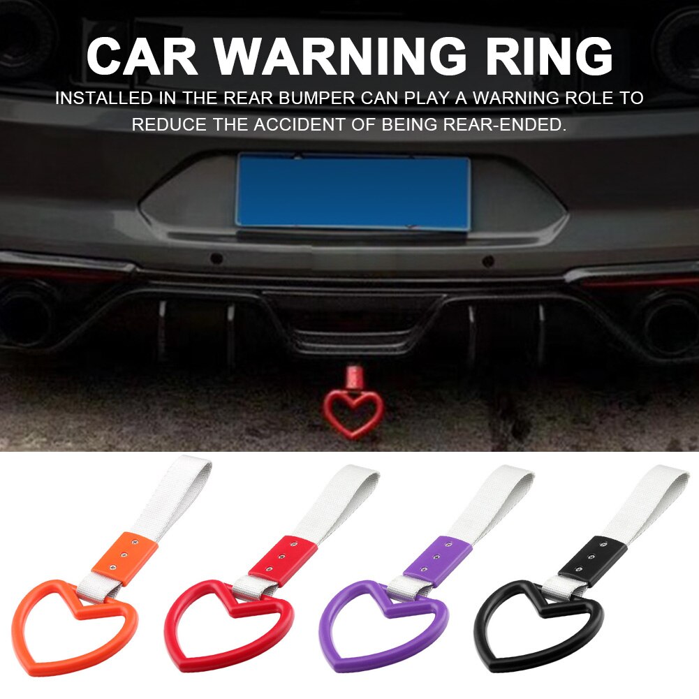 2pcs Car Warning Ring Easy Install JDM Tsurikawa Replacement Parts Drift Charm Rear Bumper Styling Heart Shape
