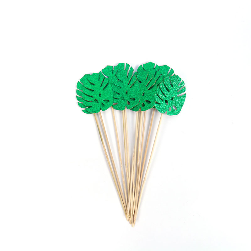 12Pc Summer Hawaii Theme Party Cup Cake Topper Flamingo Palm Leaves Pineapple Wedding Decoration Tropical Birthday Dessert Decor: Style A