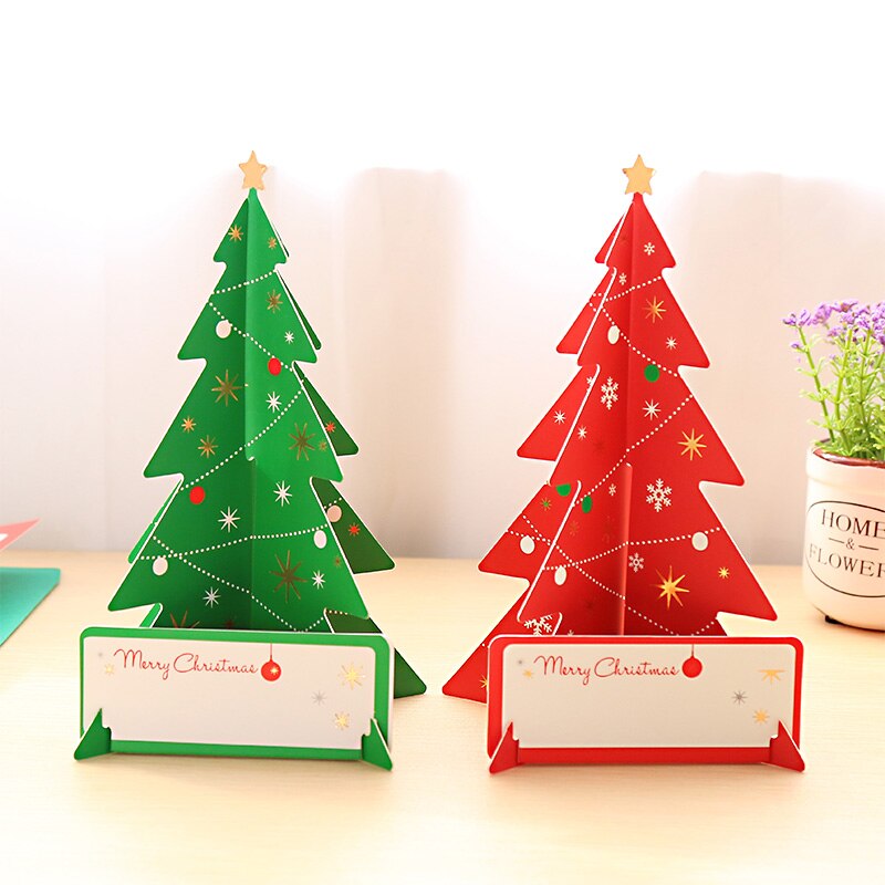 2 pcs Stereo handmade paper-cut engraving blessing cards Christmas tree Christmas Halloween Thanksgiving cards with envelop