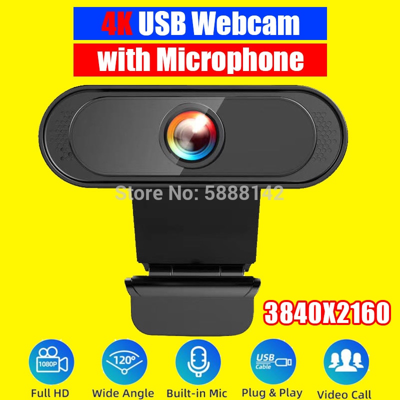 Usb Webcam 4K 2K 1080P Full HD Camara Para Computadora De Pc Computer Web Cam Thermal Camera Tablet Auto Focus with Microphone: 4K USB Webcam