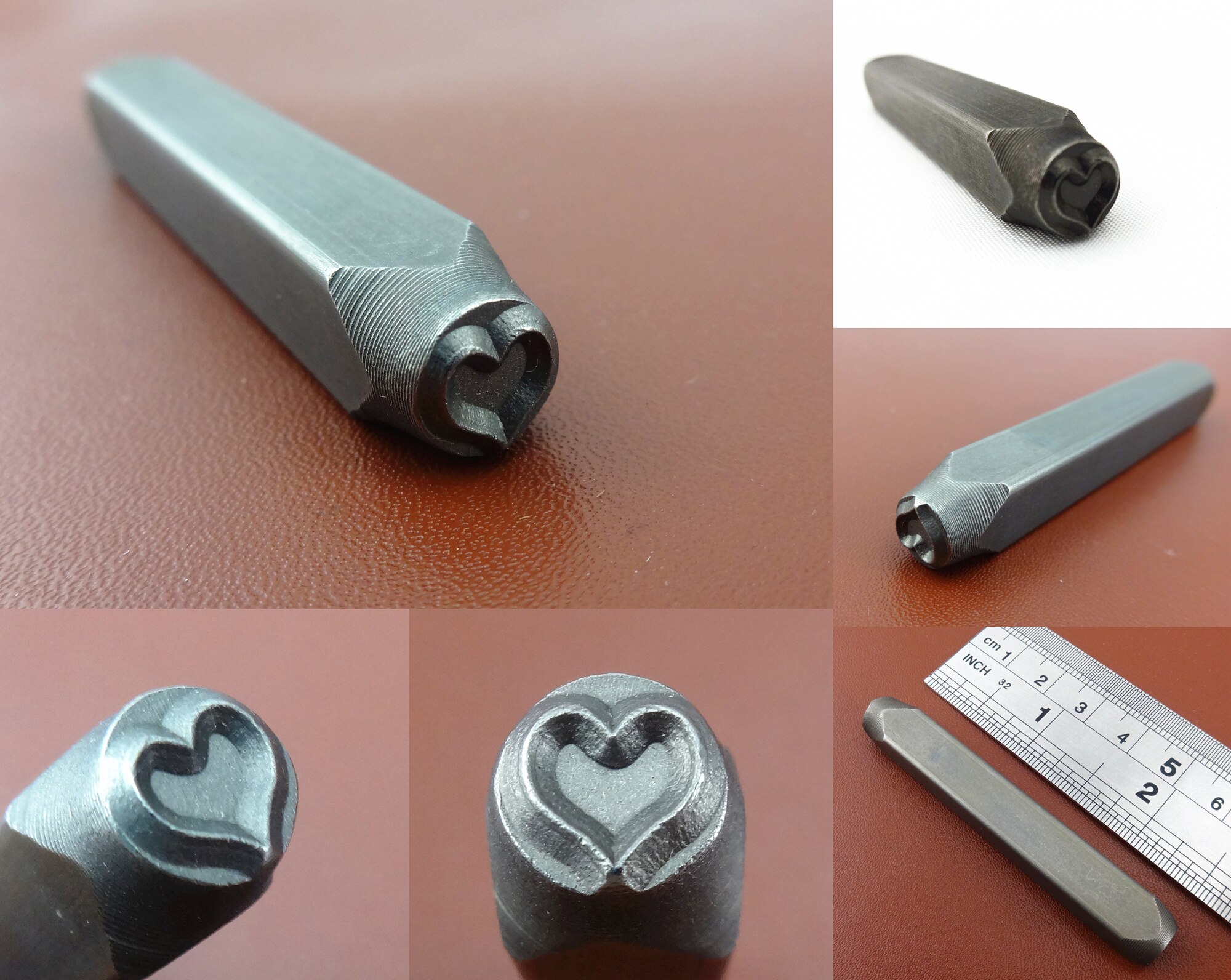 1pc Steel Leather Crafts Heart Pattern Carve Stamping Stamper Decorate Punch Tool - Edger Creaser Groover Skiver Beveler Knife