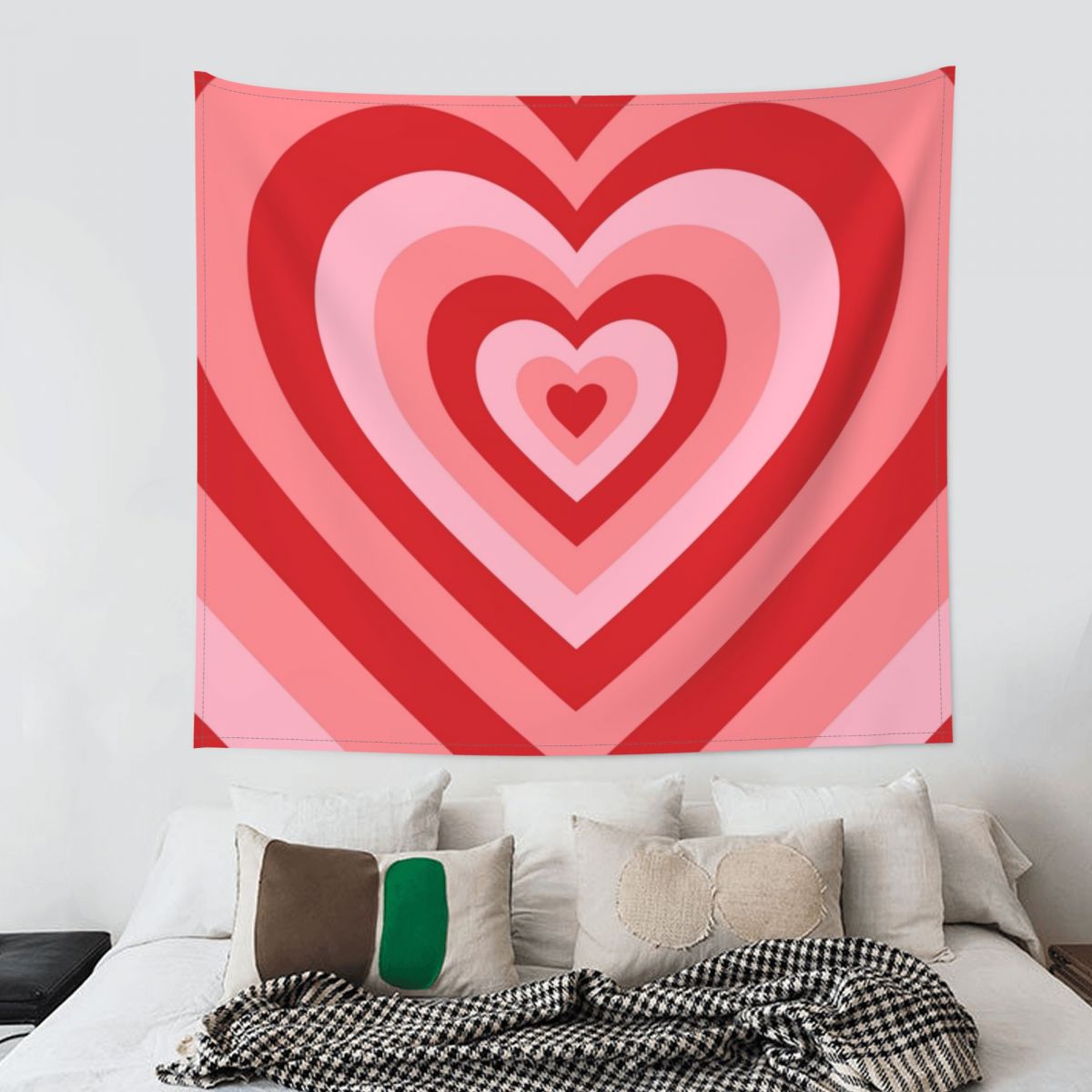 Retro Psychedelic Pink Heart Y2k Tapestry Wall Hanging Hippie Polyester Tapestries Mandala INS Blanket Wall Decor 95x73cm