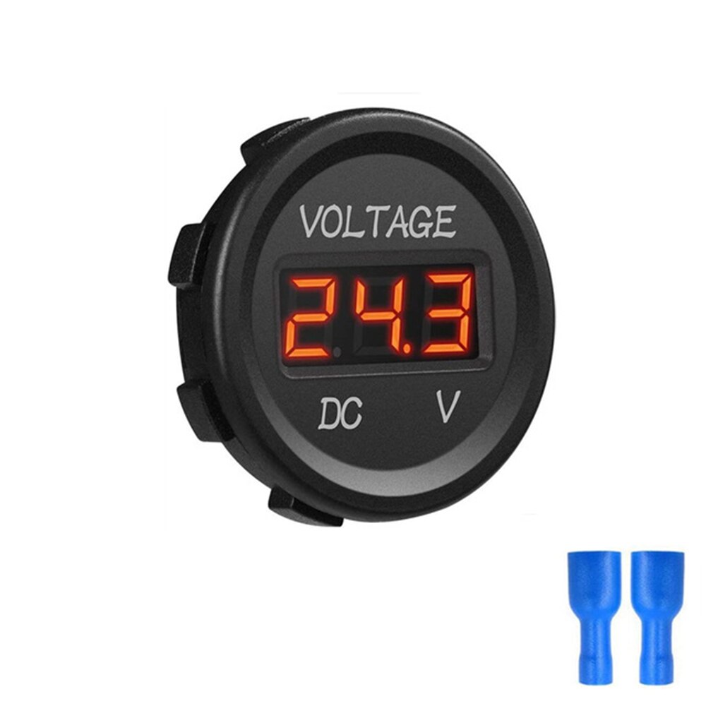 Auto Motorrad Voltmeter DC 5-48V Mini Digital WaterproofLED Tafel Tester Anzeige Runde Volt Meter Messgerät: Orange