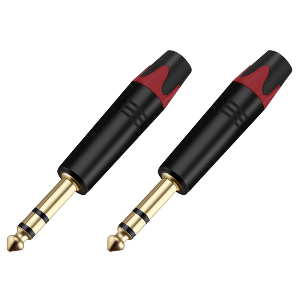 2 uds Jack 6,35 MM conector macho estéreo de 3 polos tubo de aluminio latón chapado en oro conector de Cable de Audio con enchufe de micrófono de 1/4 pulgadas: Lavanda