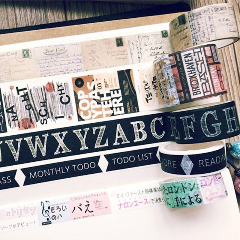 Jahrgang zeitung Englisch poesie Handwerk washi klebeband diy dekoration für scrapbooking Maskierung Band klebeband
