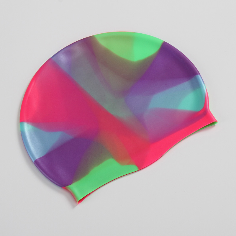 Silicone Adult Waterproof Swimming Cap Gradient Color Dry Hair Swim Cap for Men Women Protect Ears Swim Hat Swimming Accessories: black