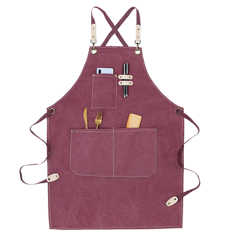 Solid Denim Pocket Bibs House Cleaning Working Coffee Pinafore Canvas Apron Kitchen Accessories Shop Cooking Baking Accessories: 2WQ-46447-003
