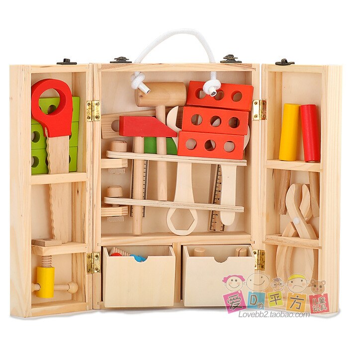 Boîte à outils en bois pour enfants | Ensemble de jouets, maison de jeu réparation garçon réparation bois, Intelligence bricolage éducatif