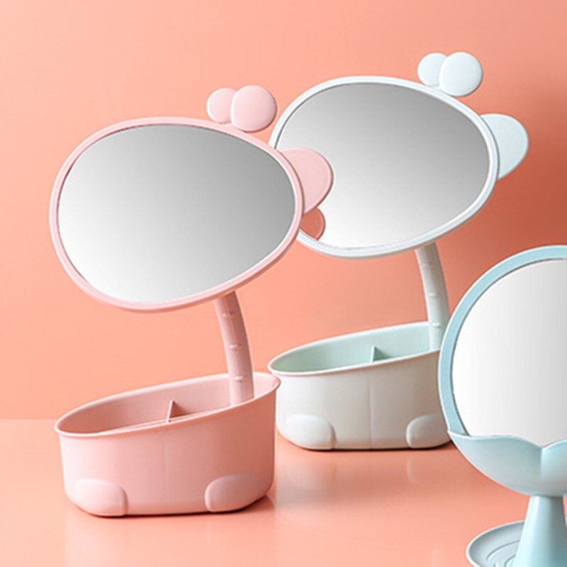 Skrivebords makeup spejl makeup spejl bærbart sammenklappeligt lille spejl smart spejl badeværelse makeup spejle ovalt spejl