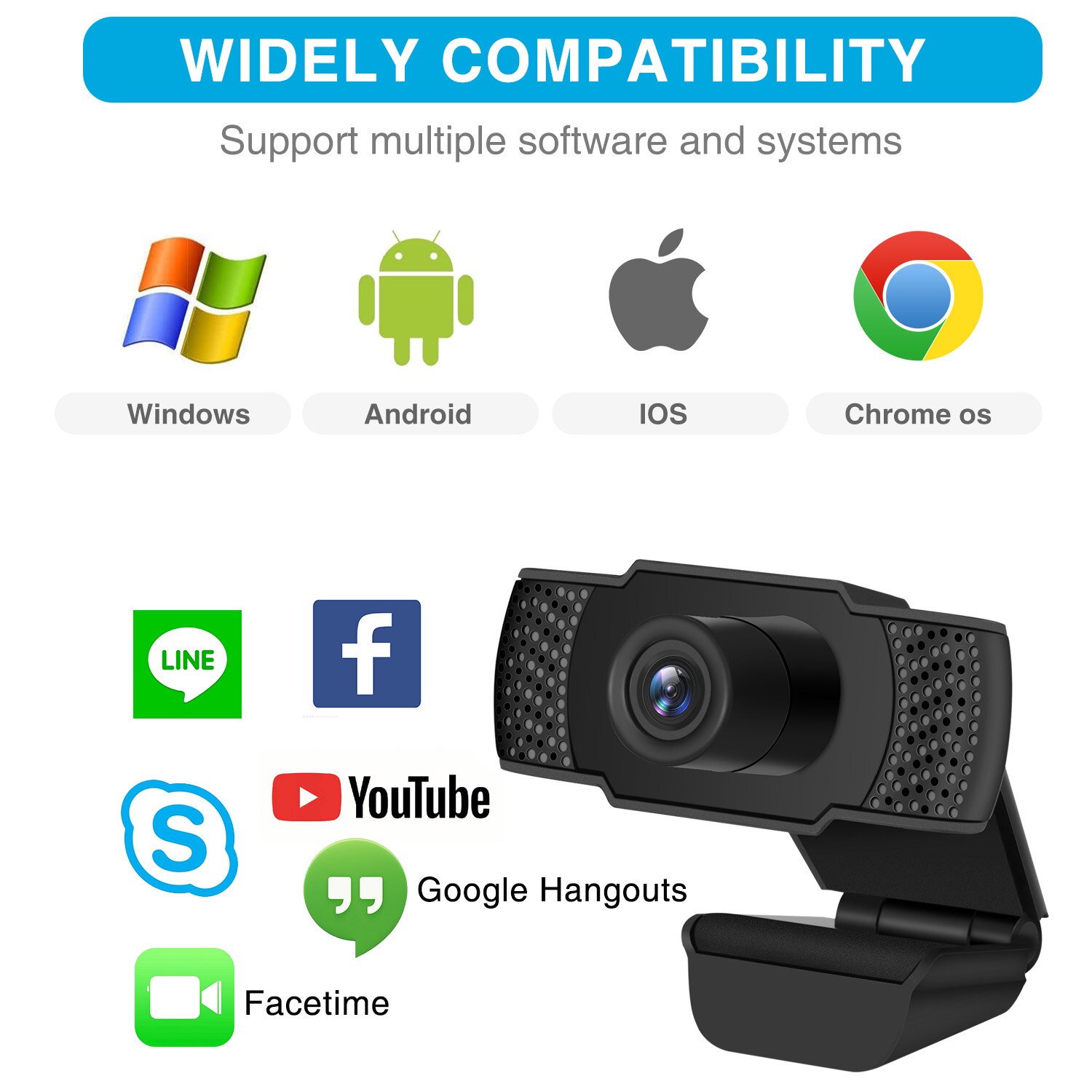 HD 1080P PC Networks USB Camera Built in Microphones for Laptops Desktops Computer D6