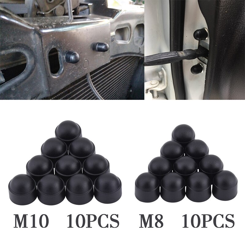 Ns modify 10 stk/sæt universal auto skrue beskyttelse hætter  m8 m10 bolte møtrikker hoved hætter dæksel sort bil interiør tilbehør
