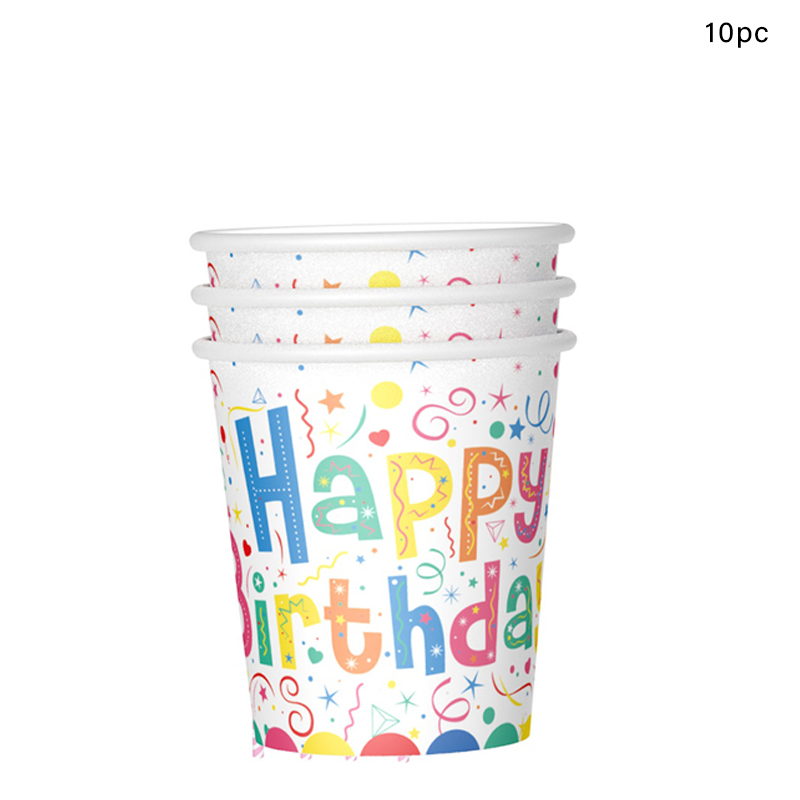 Vajilla desechable para de feliz cumpleaños, vasos de papel de colores arcoíris, platos, Decoración de mesa para niños, suministros para de primer cumpleaños para niñas: Gris oscuro