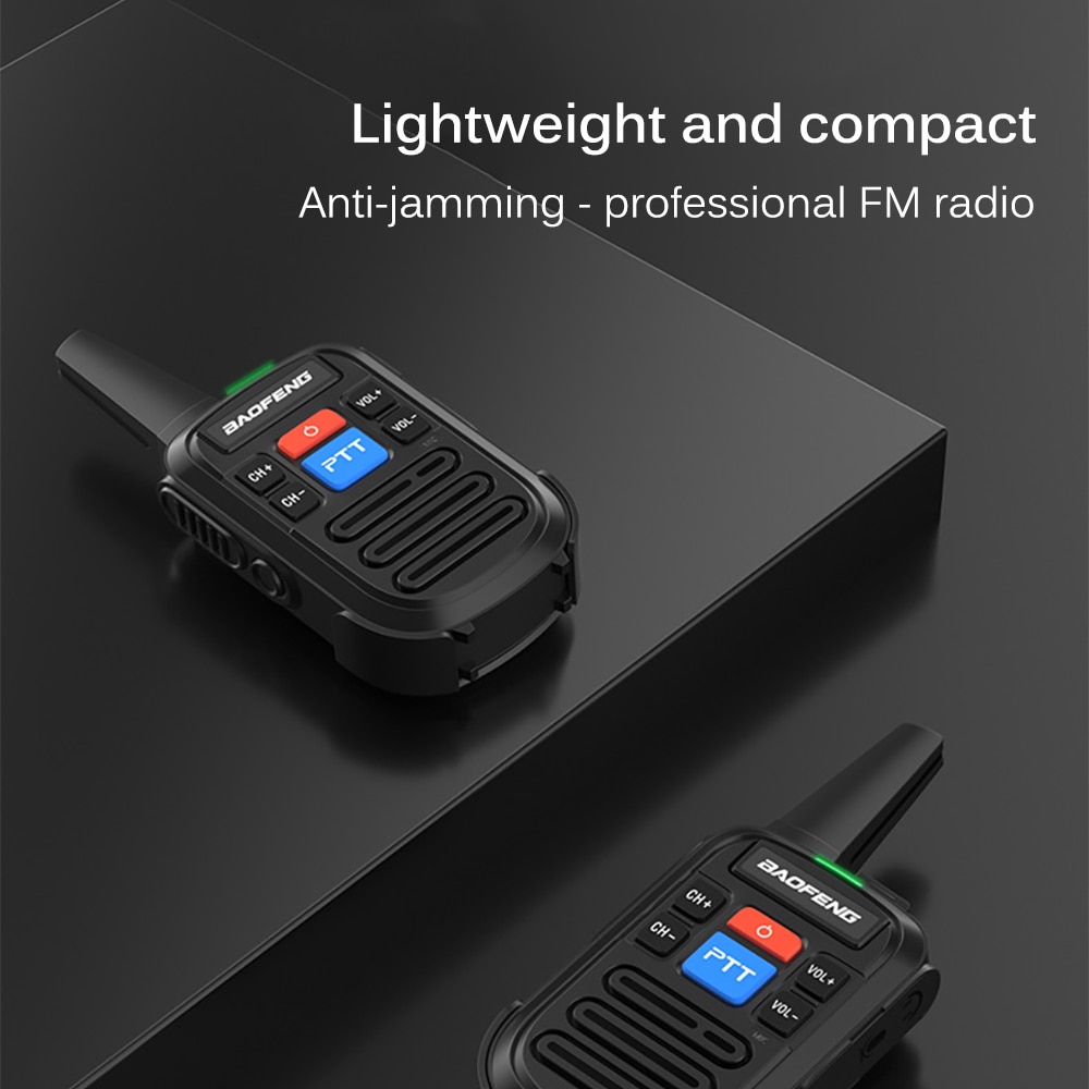 2pcs Walkie Talkie USB Rechargeable Portable Interphone Two-Way Radio For Children Adult Camping Outdoor Black Walkie Talkie