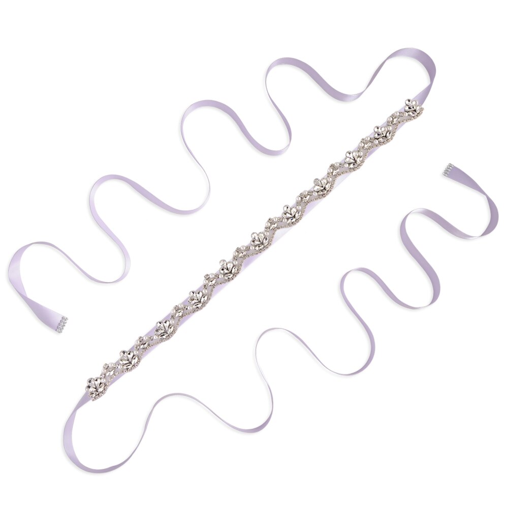 Perle brudekjole bælte juvel brude bælte rhinsten bryllup sash diamant brude tilbehør plus size rhinsten bælte scs 421: Lavendel