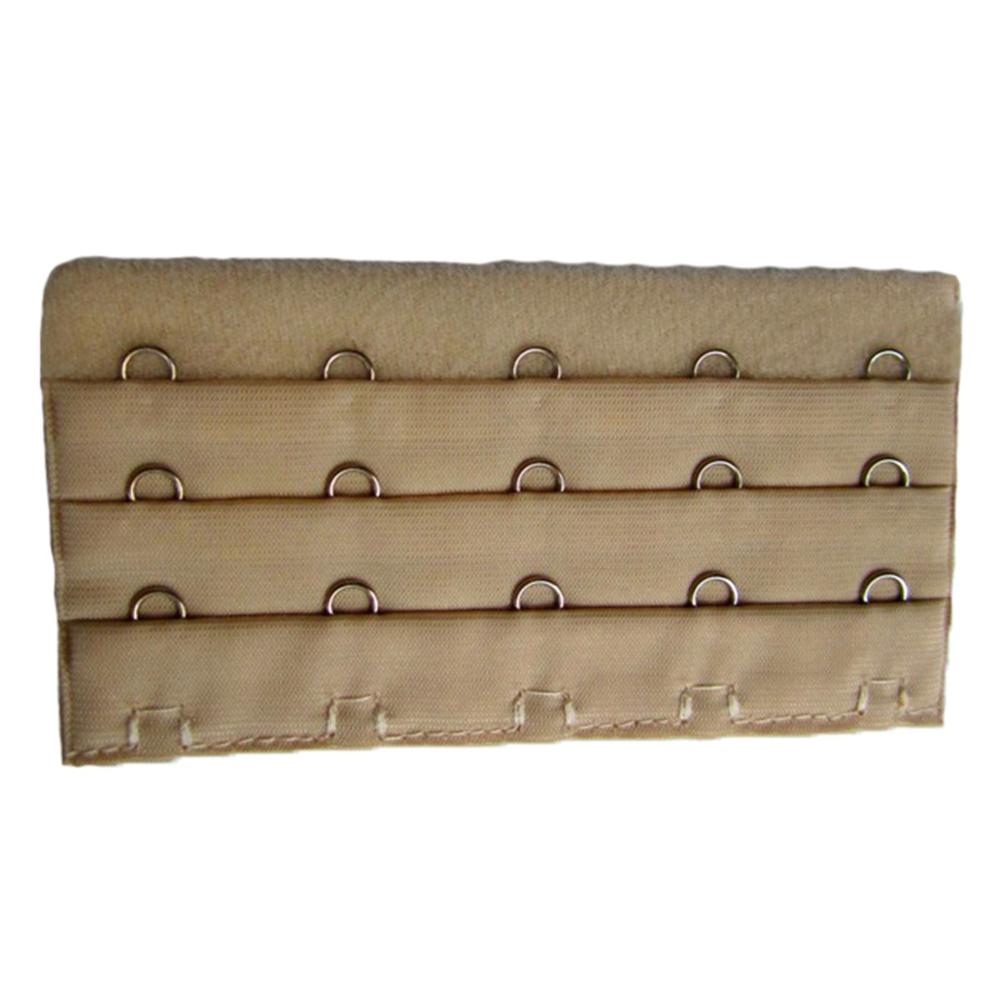 3 Rows 5 Hooks Bra Clasp Women Bra Extender Extension Clip On Strap Bra Lengthened Buckle Hooks: Beige