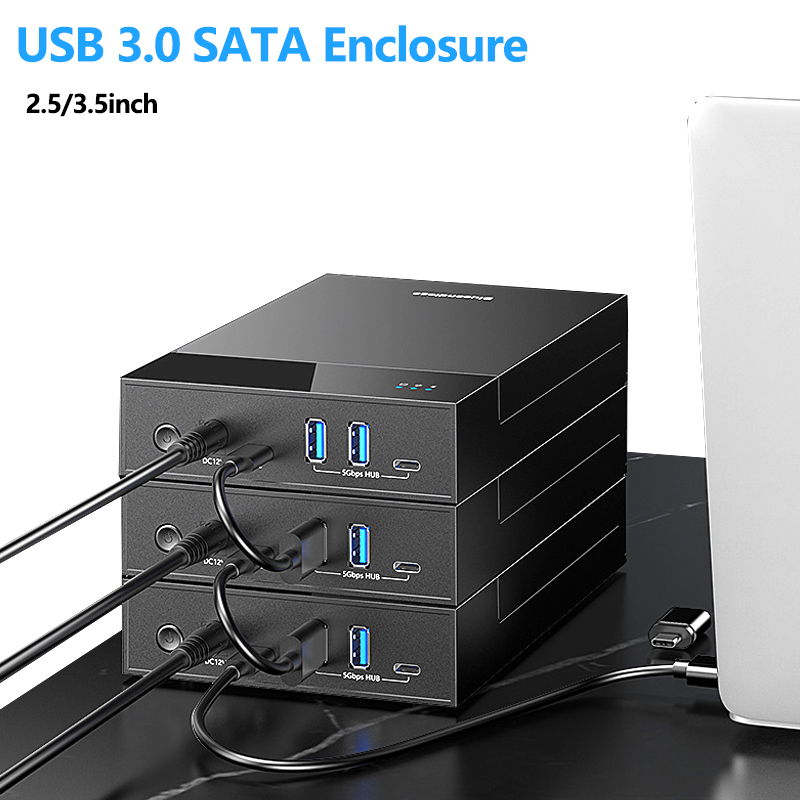 Usb 3.0 20tb sata-kabinett hårddiskdockningsstation usb-portar extern hårddisklåda för 3.5 2.5 -tums sata ssd-hårddiskfodral