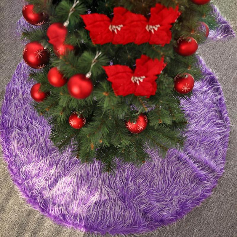 78/90/120cm juletræsnederdele runde lilla / hvide plys forklæde tæppe år xmas dekor jul hjem fest dekoration