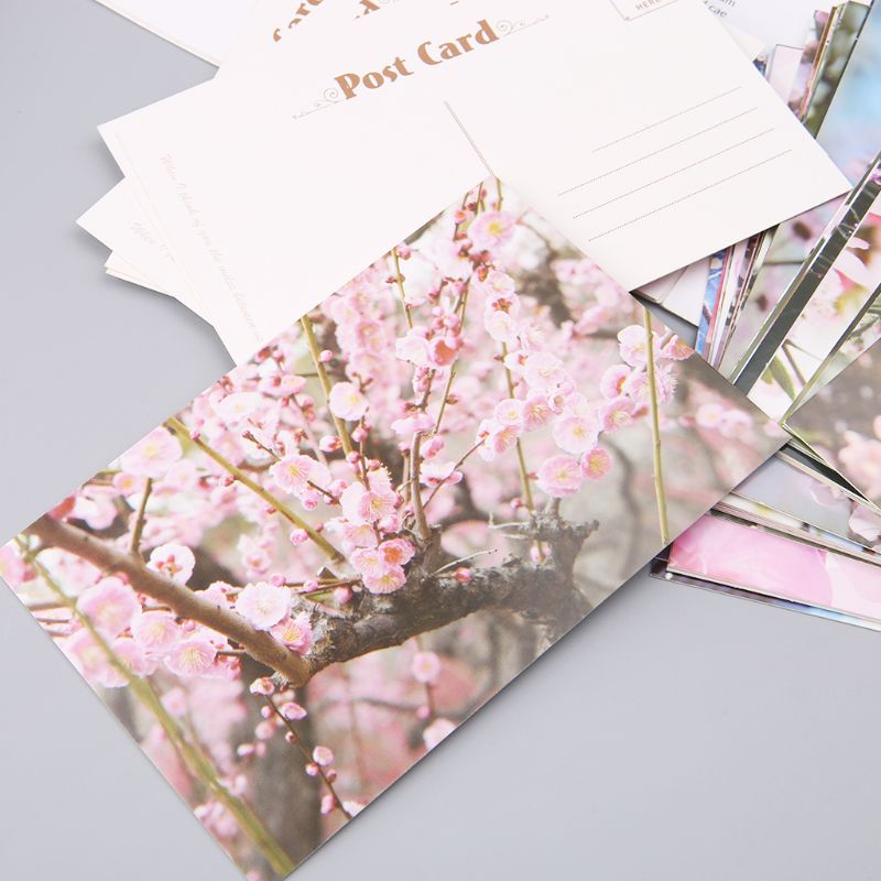 30 Sheets Peach Blossom Paintings Retro Vintage Postcard Christmas Year Card Wish Poster Cards C26