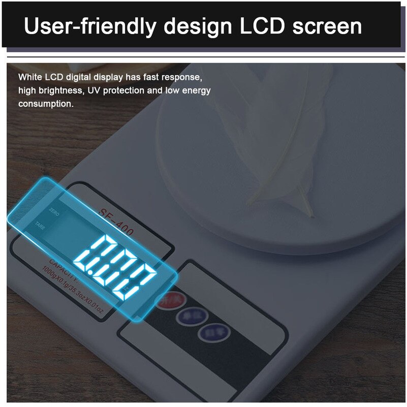 10kg 1g LCD Display Electronic Bench Weight Scale Digital Scale Precise Home Electronic Scale Kitchen Cooking Measure Tools