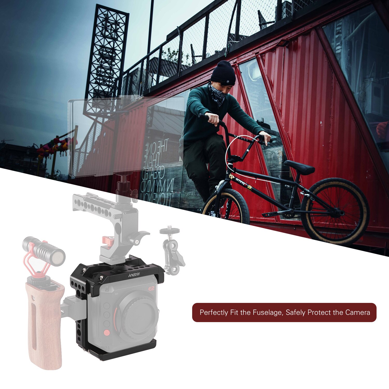 Andoer Aluminium Camera Montage Kooi Voor Z Cam E2C Met Koud Shoe Mount 1/4 Schroef Schieten Accessoires Met Zak Van accessoires