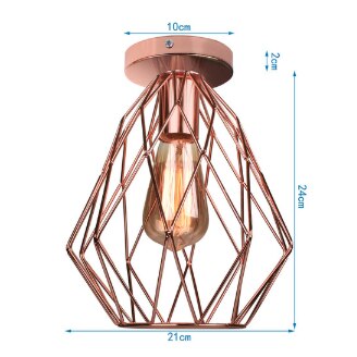 Plafondlamp met ijzeren kooi, moderne led-kap, industriële plafondlamp, scandinavische verlichting, kooiarmatuur voor woonkamerdecoratie: Roségoud