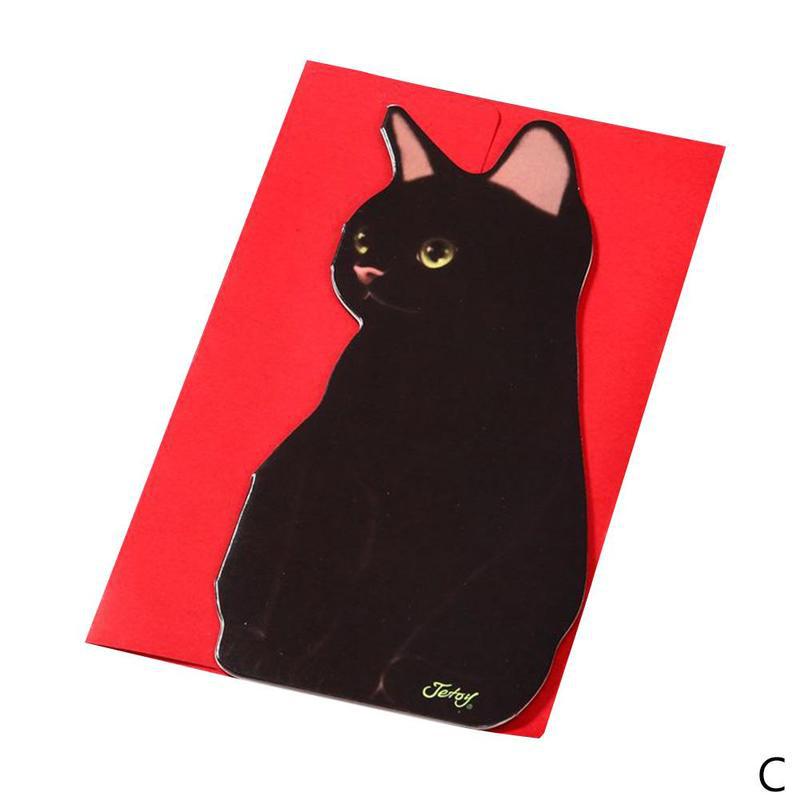 1PC Kawaii Cat Folding Greeting Card Birthday Christmas Cards Envelope Writing Paper Stationery: C