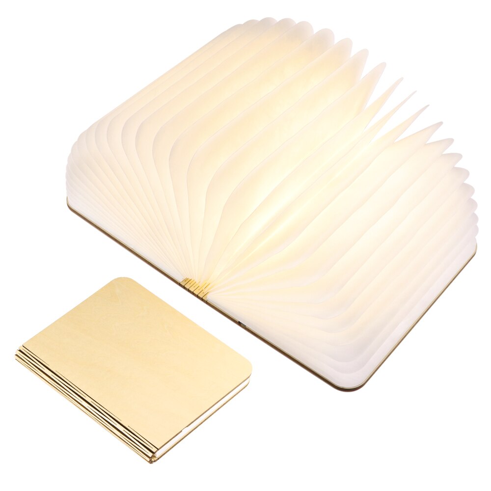 Wood Grain Book Light Flip Page Folding Rechargeable Led Book Light Custom Wooden Book Lamp Night Light: Wooden
