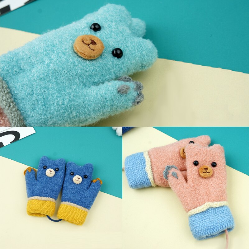 1Pcs Drie-Dimensionale Cartoon Kinderen Glovesknitting Handschoenen Cartoon Kind Warm Houden Winter Mooie Mode Opknoping Nek