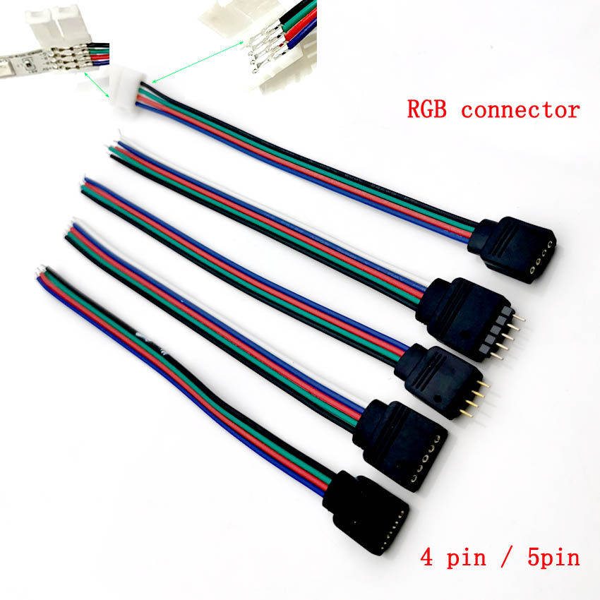 5 uds 4 pines 5 pines Cable LED conector macho hembra Cable adaptador para 5050 3528 SMD RGB RGBW tira de luz LED RGB RGBW controlador LED