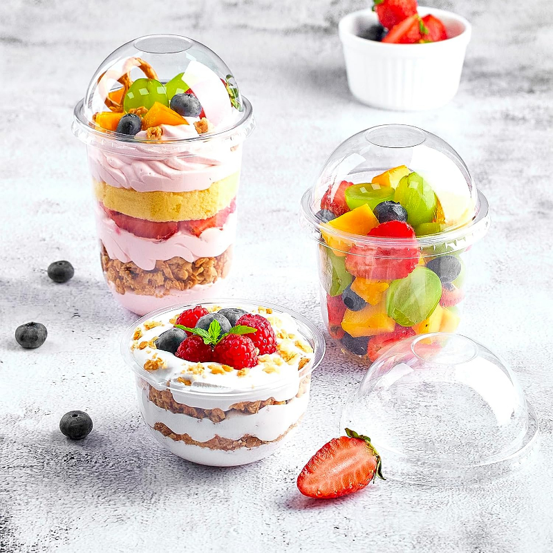50 bicchieri per budino da 360 ml con coperchi scatole di plastica gelato mousse dolce picnic festa imballaggio tazze da dolce con coperchio