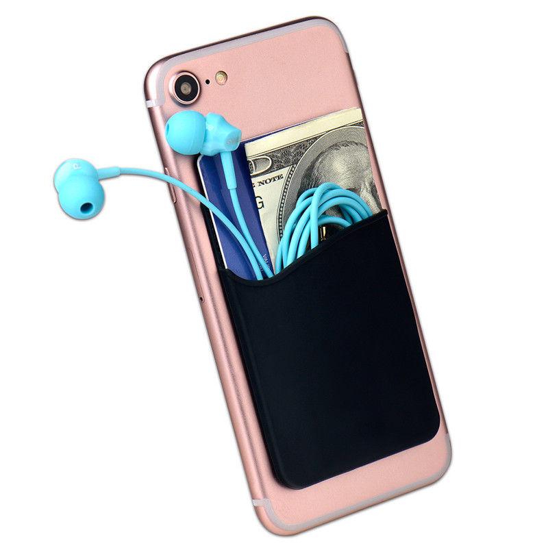 Dubbele Zak Elastische Stretch Siliconen Mobiele Telefoon Id Credit Kaarthouder Sticker Universal Wallet Case Card Houder Voor Telefoon