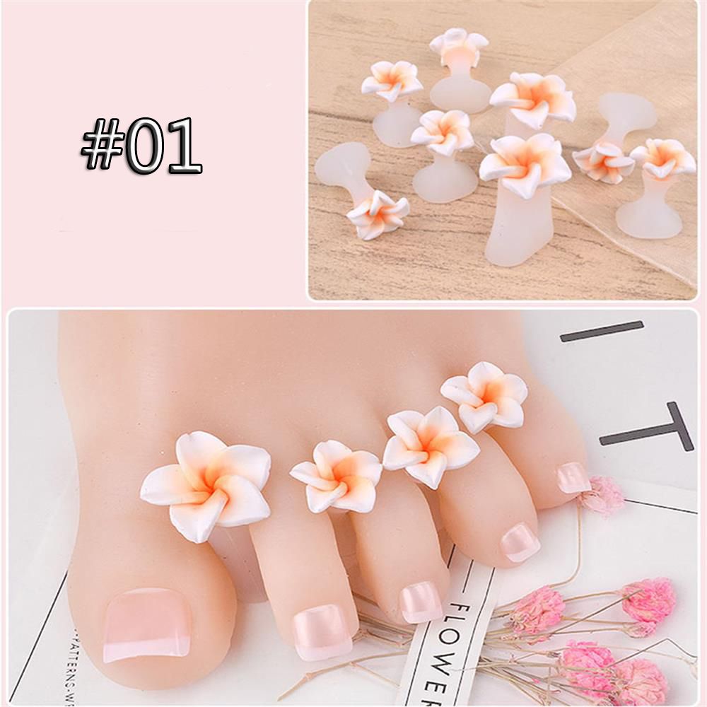 8PCs/Set Silicone Toe Separators Foot Toe Spacers for Home and Salon Use Daisy Flower Shape Waterdrop Pedicure DIY Nail Art Tool: Orange