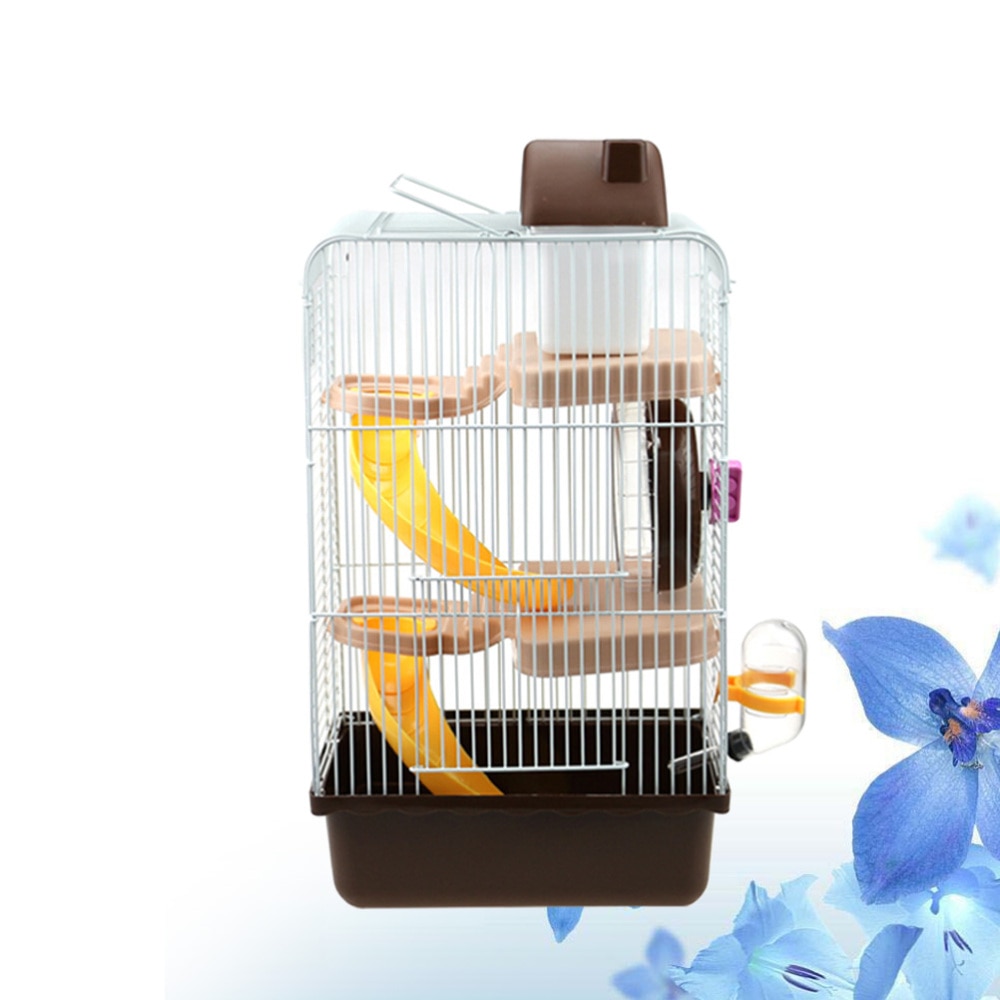 De luxe Trois Couche Cage Pour Animaux De Compagnie Portable Petit Animaux Maison Chinchilla Hamster Maison (Bleu Clair)