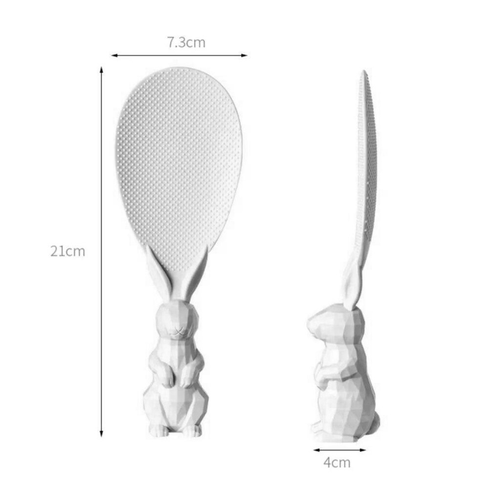 Kitchen Rabbit Rice Spoon No Sticky Table Paddle Stand Scoop Ladle Cooking Tools Kitchen Utensil Rice Cooker Shovel Accessories: white