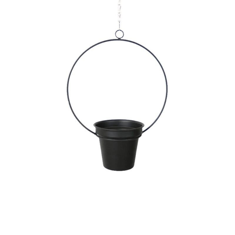 Metal nordisk stil plantebøjle kædehængende kurv blomsterpotte planteholder hjem have altan hængende blomsterpotte: 01