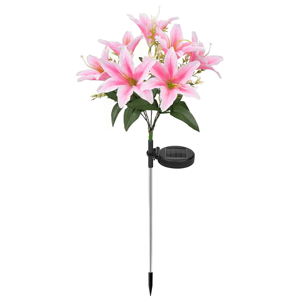 Lily Flower Solar Outdoor Light Ip65 Waterproof Solar Powered for Garden Pathway Landscape Lights Courtyard Yard Decoration: Blue