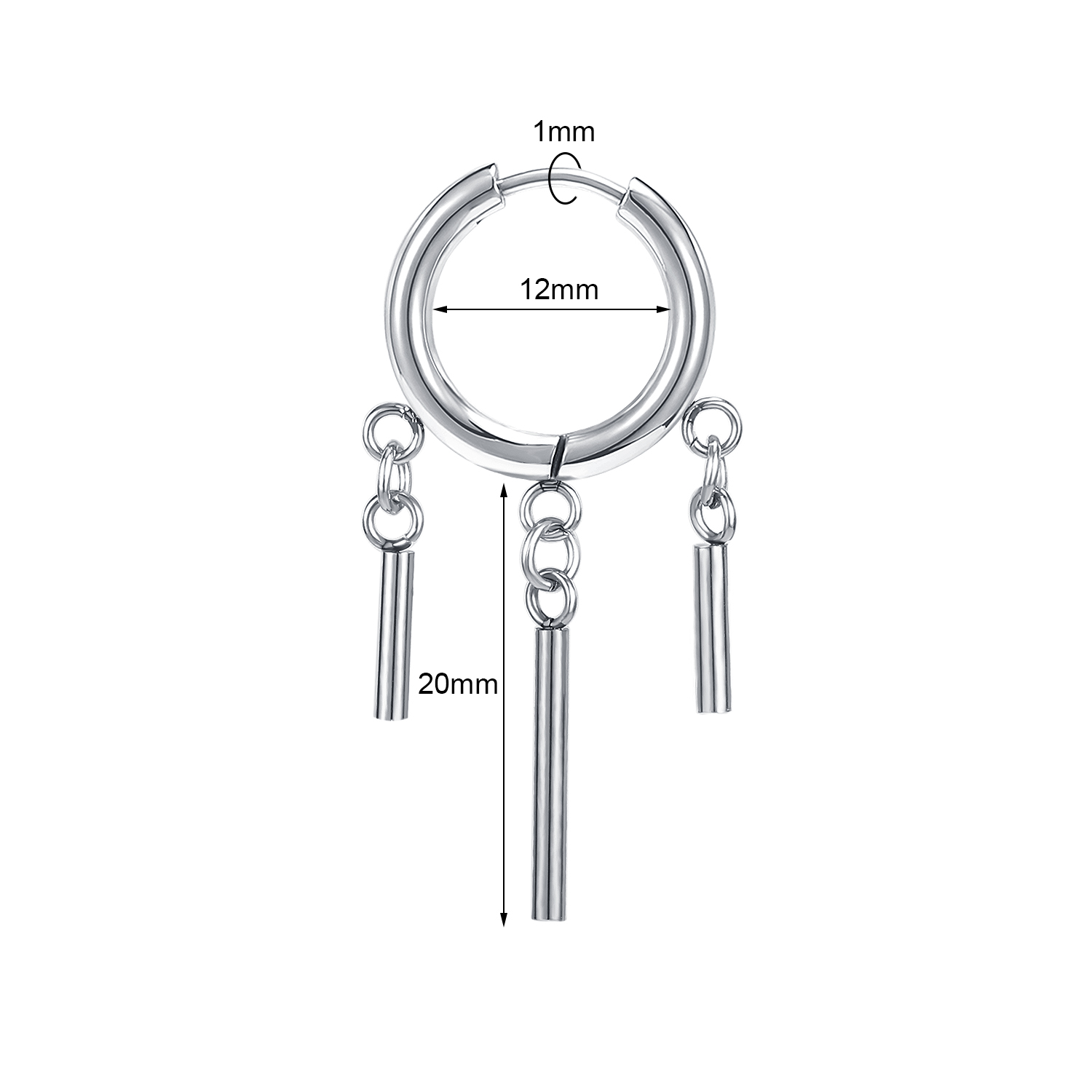 Zs 1Pc 20G Punk Zwaard Oorbel Rvs Kwastje Oorringen Zwarte Ketting Oor Hoepel Voor Dna Jongen crossear Piercing Sieraden: WHITE / Antique Gold Plated