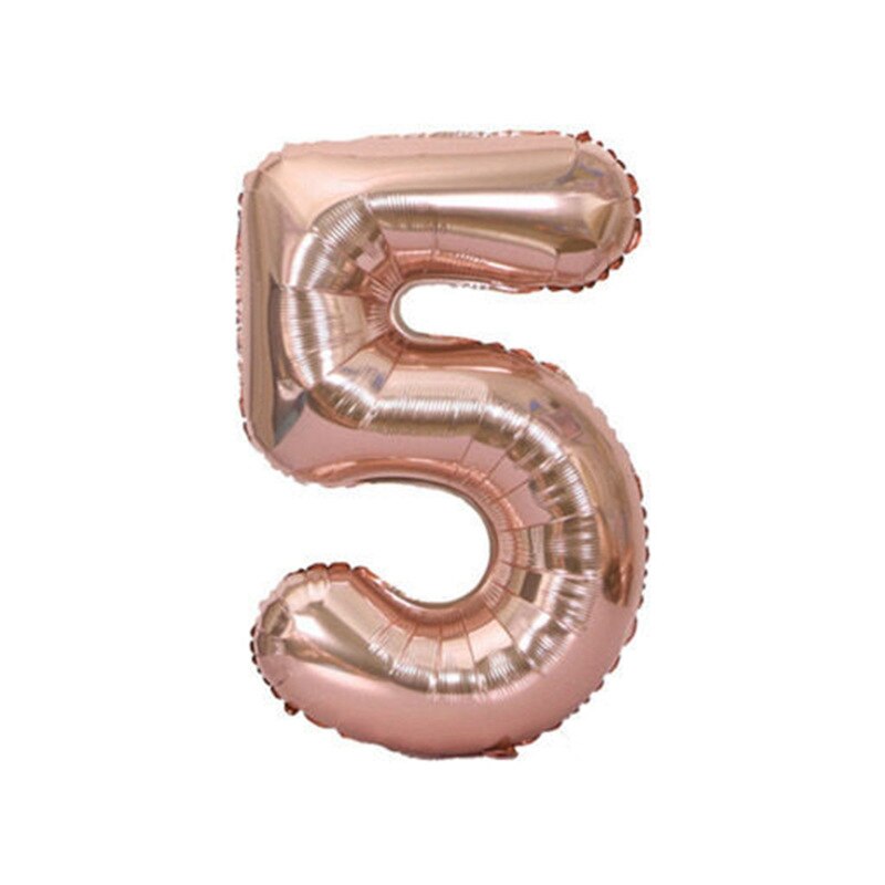 Ballon numérique noël mariage saint valentin Rose or aluminium Film fond mur pour la décoration de fête d'anniversaire: Number 5