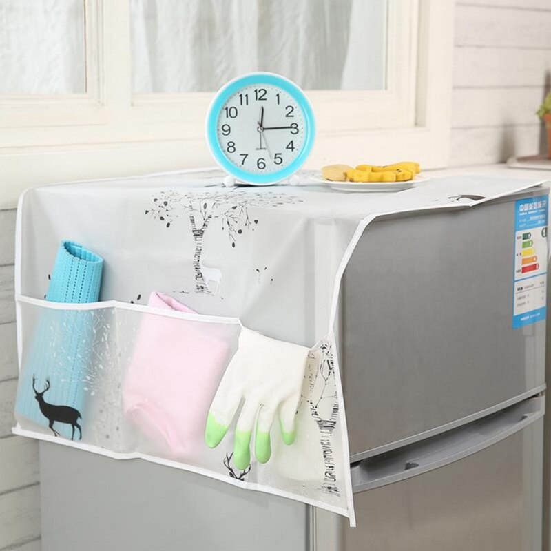 1pc husstand køleskab støvdæksel med lomme opbevaringsposer vaskemaskine dæksel hængende taske køkken arrangør tilbehør