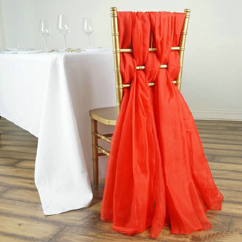 Fancy Chiffon Chair Sashes for Weddings Events Party Decoration Bridal Baby Shower Chair Sash Tulle Chair Tutu Skirt: red