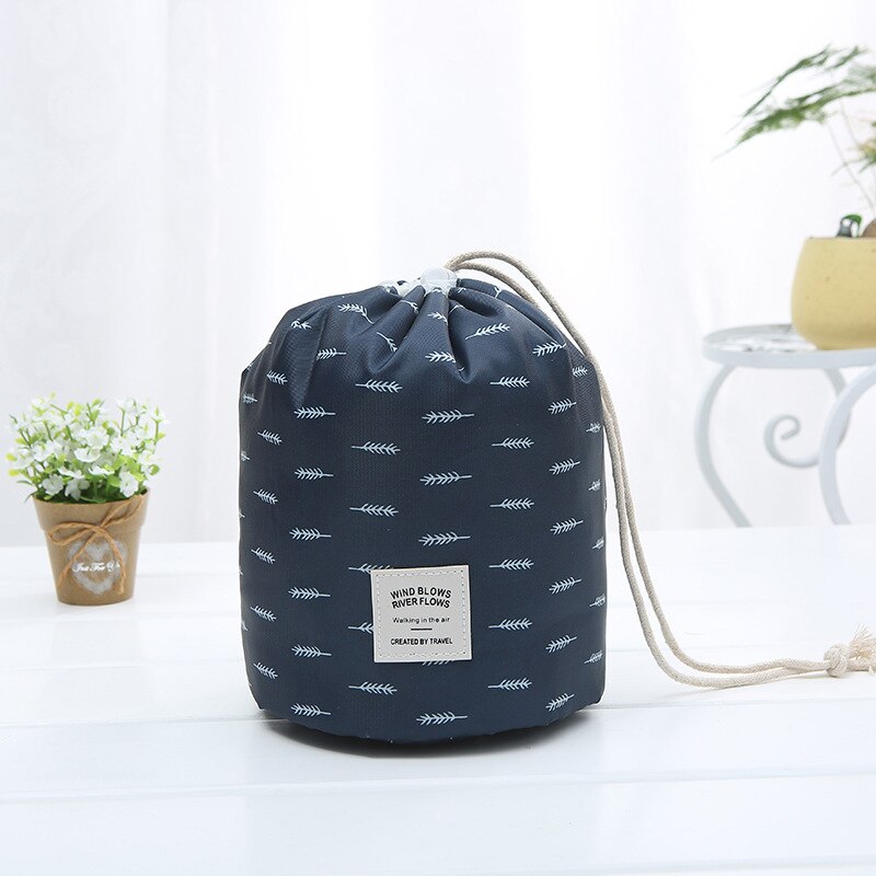 Women makeup bag Drawstring Cosmetic Bag Round Travel Organizer Make Up Case Storage Pouch Toiletry Beauty Kit Necessaries